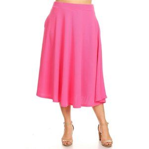 Plus Size New Fuchsia Midi Skirts Multisize WM 709